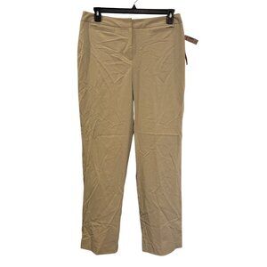 Dressbarn Womens Beige Flat Front Straight Leg Pants Size 14 New With Tags